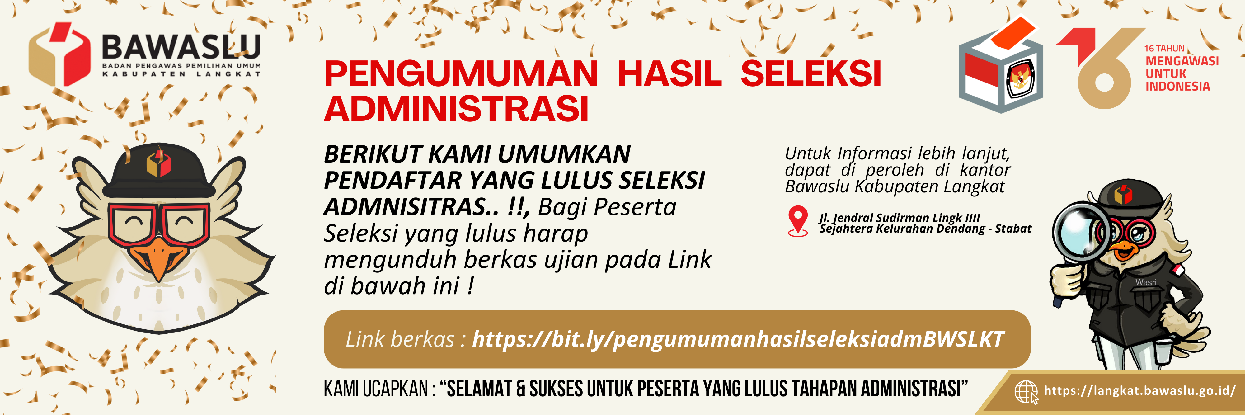 banner ucapak selamat dan sukses bagi peserta lulus seleksi